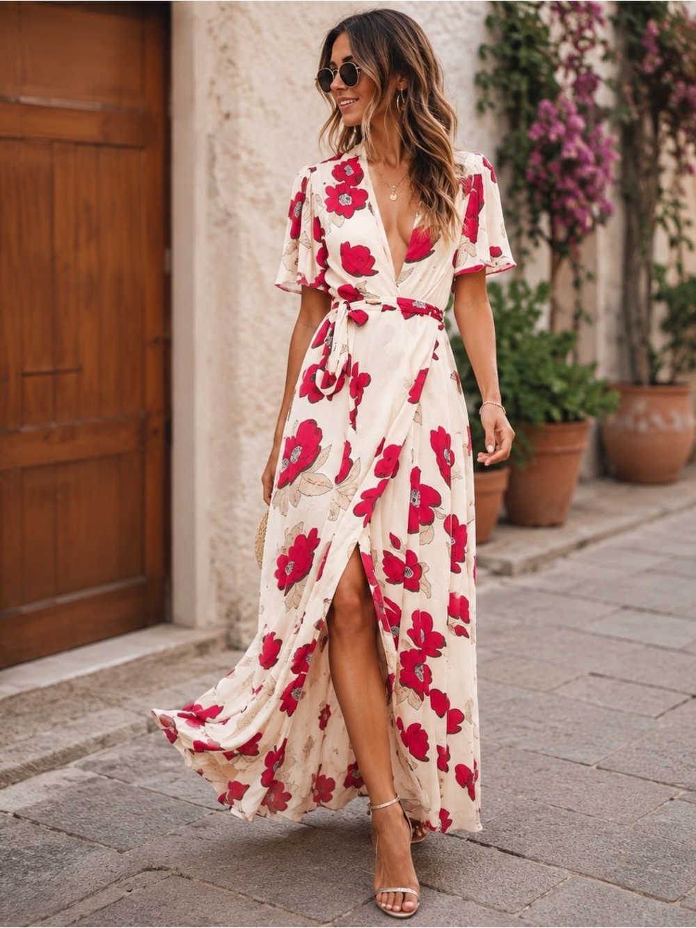 privacy please plaza floral wrap maxi dress boho cottage core sep sale